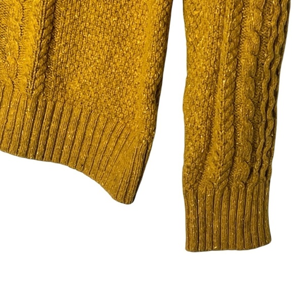 Old Navy Fisherman’s Textured Cable Knit Sweater Women’s M Mustard Cotton Wool - Picture 5 of 8